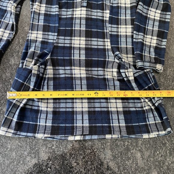 Navy Plaid Tunic Sweater W/Buttons and Collar-Pockets - Picture 7 of 10